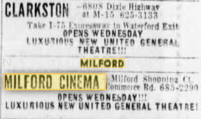 Milford Independent Cinema - June 1972 Opening Ad